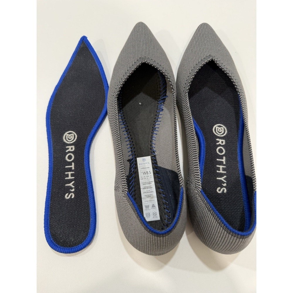 Rothy's The Point Cloud Grey Birdseye Flats 8.5 Fits Small - Picture 10 of 11